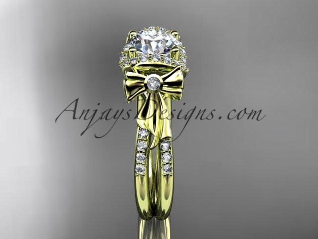 14kt yellow gold diamond unique engagement ring, wedding ring ADER155 - AnjaysDesigns