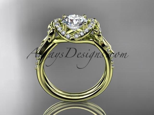 14kt yellow gold diamond unique engagement ring, wedding ring ADER155 - AnjaysDesigns