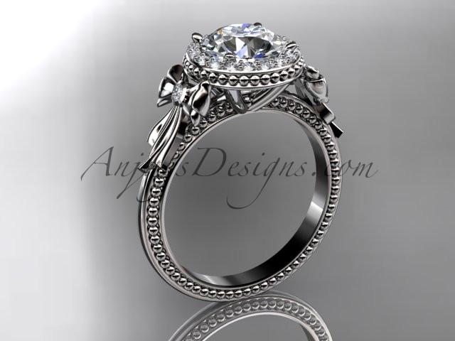 14kt white gold diamond unique engagement ring, wedding ring ADER157 - AnjaysDesigns