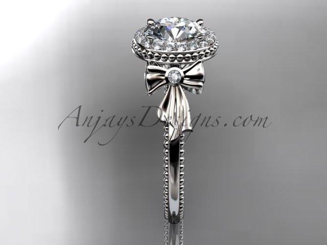 platinum diamond unique engagement ring, wedding ring ADER157 - AnjaysDesigns