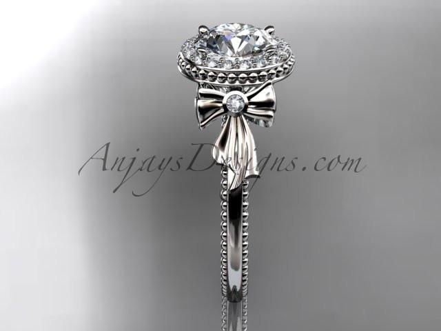 14kt white gold diamond unique engagement ring, wedding ring ADER157 - AnjaysDesigns