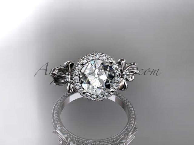 14kt white gold diamond unique engagement ring, wedding ring ADER157 - AnjaysDesigns