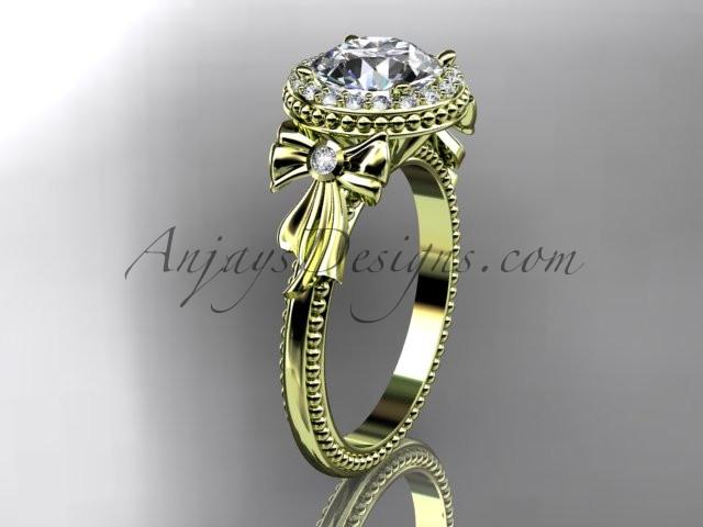 14kt yellow gold diamond unique engagement ring, wedding ring ADER157 - AnjaysDesigns