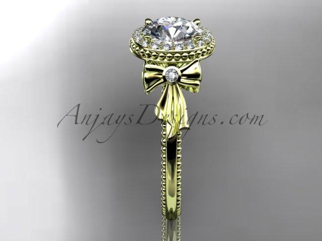 14kt yellow gold diamond unique engagement ring, wedding ring ADER157 - AnjaysDesigns