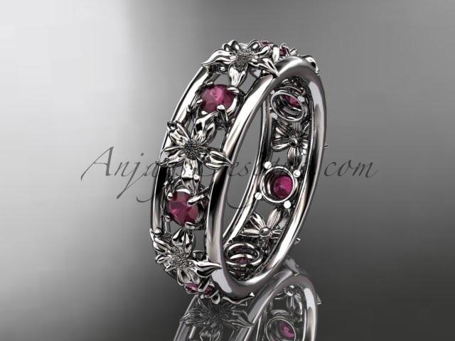 14kt white gold diamond leaf wedding ring,engagement ring, wedding band. ADLR160 nature inspired jewelry - AnjaysDesigns