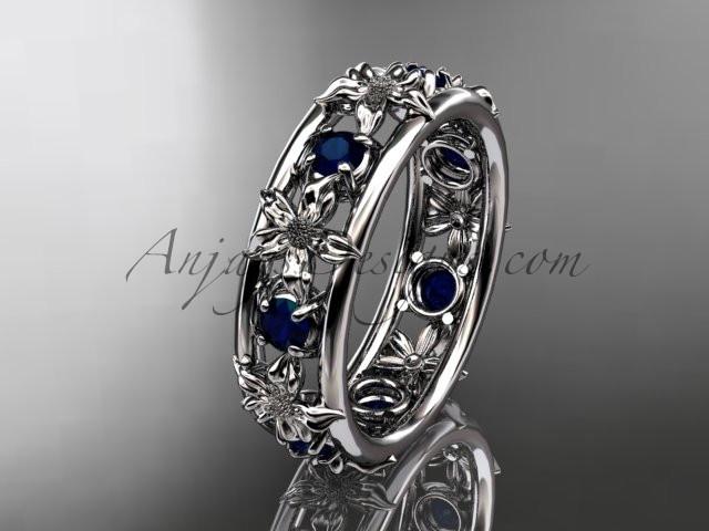 14kt white gold diamond leaf wedding ring,engagement ring, wedding band. ADLR160 nature inspired jewelry - AnjaysDesigns