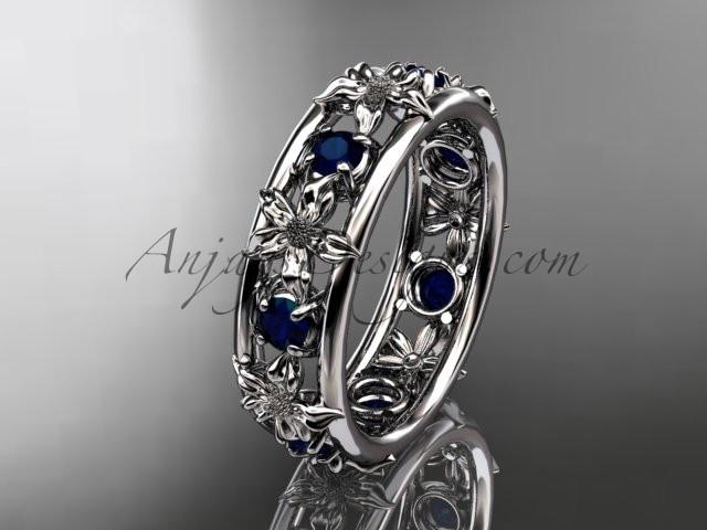 14kt white gold diamond leaf wedding ring,engagement ring, wedding band. ADLR160 nature inspired jewelry - AnjaysDesigns