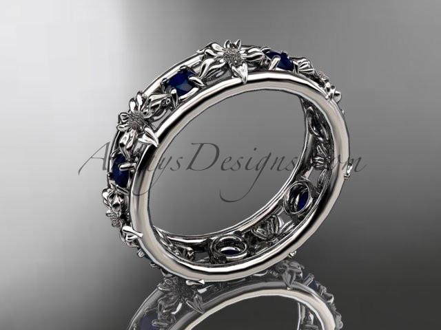 14kt white gold diamond leaf wedding ring,engagement ring, wedding band. ADLR160 nature inspired jewelry - AnjaysDesigns