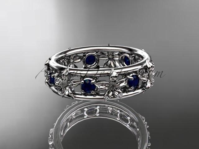 14kt white gold diamond leaf wedding ring,engagement ring, wedding band. ADLR160 nature inspired jewelry - AnjaysDesigns