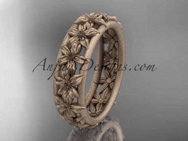 14kt rose gold flower wedding ring, engagement ring, wedding band ADLR163G - AnjaysDesigns