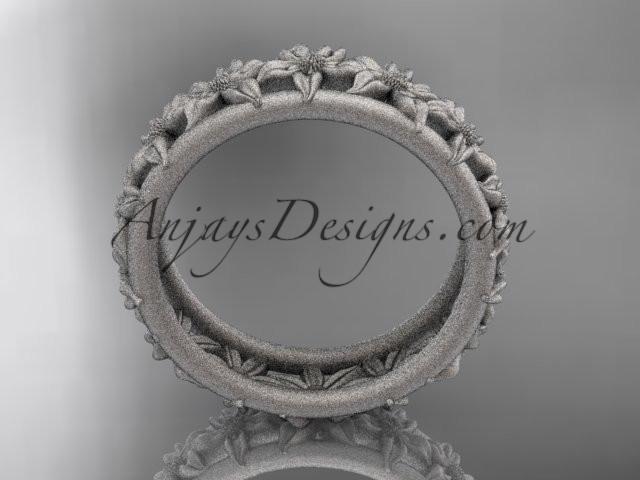 platinum flower wedding ring, engagement ring, wedding band ADLR163G - AnjaysDesigns