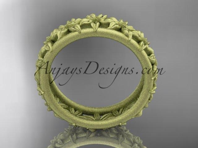 14kt yellow gold flower wedding ring, engagement ring, wedding band ADLR163G - AnjaysDesigns