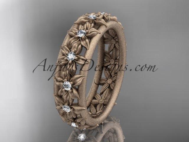 14kt rose gold diamond flower wedding ring,engagement ring,wedding band ADLR163 - AnjaysDesigns