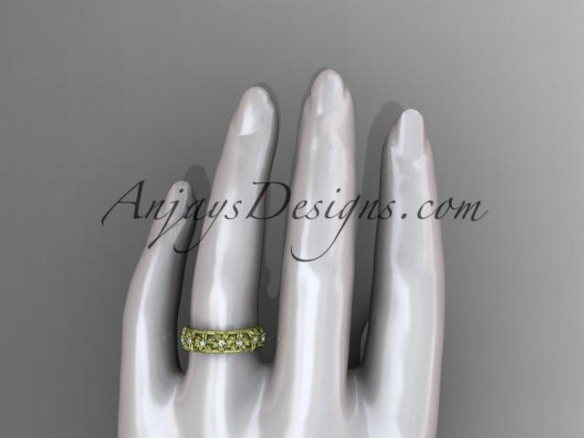 14kt yellow gold diamond flower wedding ring, engagement ring, wedding band ADLR163 - AnjaysDesigns