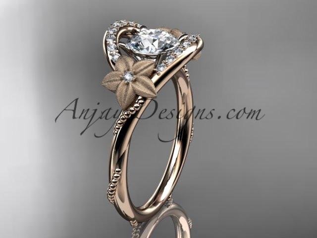14kt rose gold diamond unique engagement ring ADLR166 - AnjaysDesigns