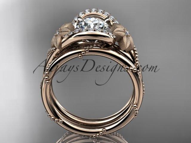 14kt rose gold diamond unique engagement set ADLR166S - AnjaysDesigns