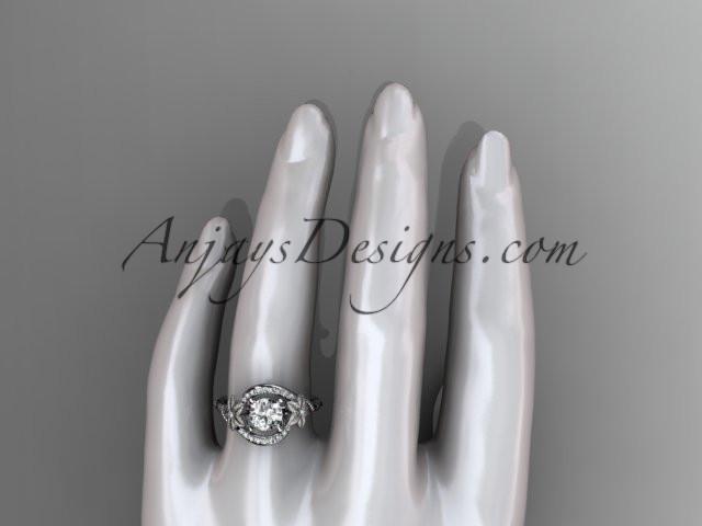 Platinum diamond unique engagement ring with a "Forever One" Moissanite center stone ADLR166 - AnjaysDesigns