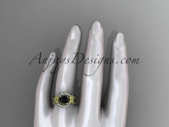 14kt yellow gold diamond unique engagement set with a Black Diamond center stone ADLR166S - AnjaysDesigns