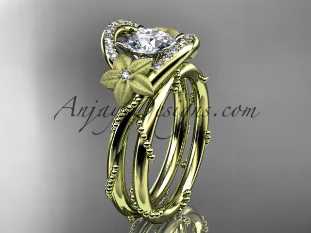 14kt yellow gold diamond unique engagement set ADLR166S - AnjaysDesigns