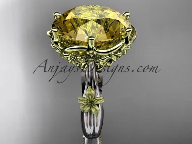 14kt 2 - tone gold floral, leaf and vine \"Basket of Love\" ring ADLR176 nature inspired jewelry - AnjaysDesigns