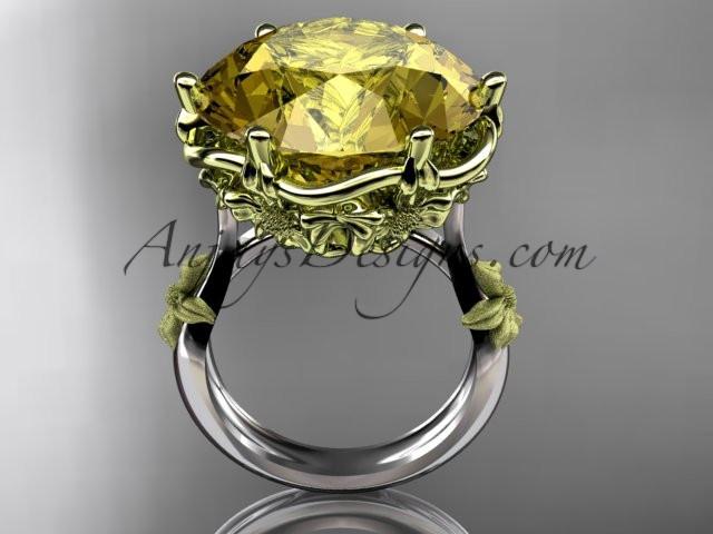 14kt 2 - tone gold floral, leaf and vine \"Basket of Love\" ring ADLR176 nature inspired jewelry - AnjaysDesigns