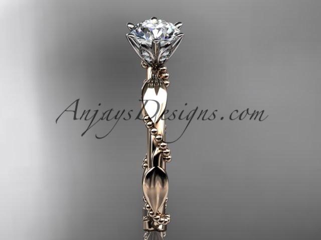 14k rose gold diamond vine and leaf engagement ring ADLR178 - AnjaysDesigns