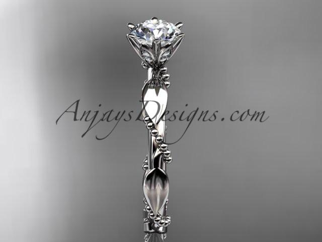 platinum diamond vine and leaf engagement ring ADLR178 - AnjaysDesigns