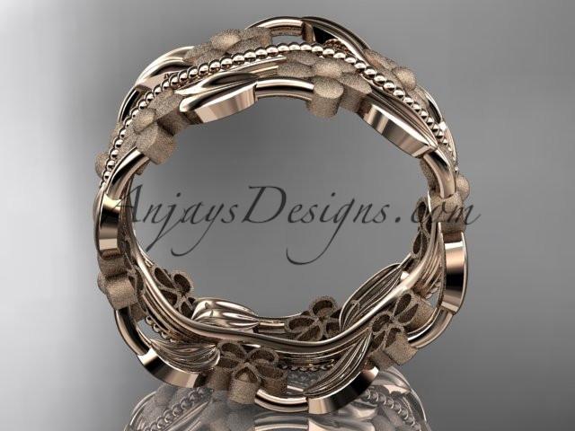 14kt rose gold leaf and vine wedding band, engagement ring ADLR188G - AnjaysDesigns