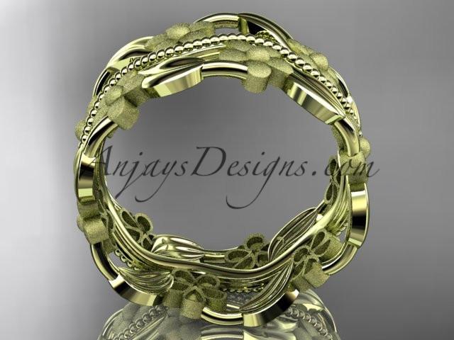 14kt yellow gold leaf and vine wedding band, engagement ring ADLR188G - AnjaysDesigns