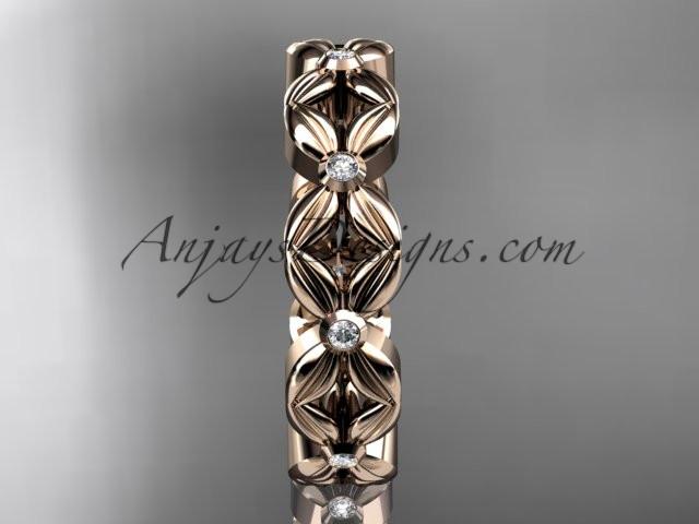 14kt rose gold diamond flower wedding ring,engagement ring,wedding band ADLR18 - AnjaysDesigns