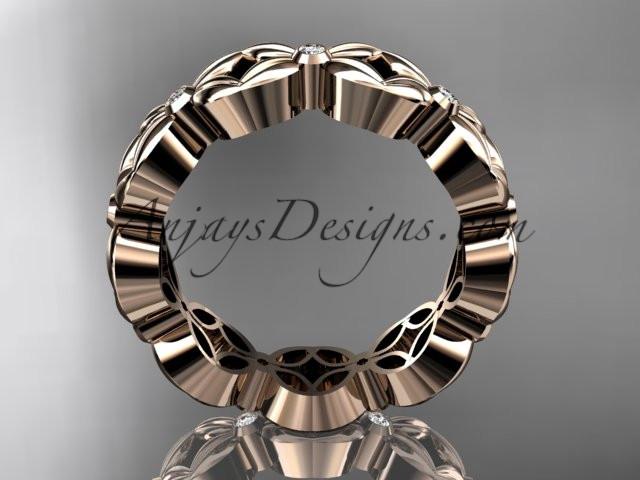 14kt rose gold diamond flower wedding ring,engagement ring,wedding band ADLR18 - AnjaysDesigns