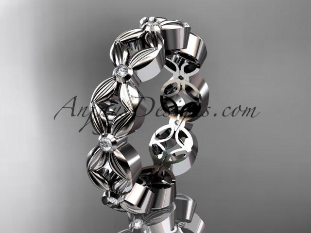 platinum  diamond flower wedding ring,engagement ring,wedding band ADLR18 - AnjaysDesigns