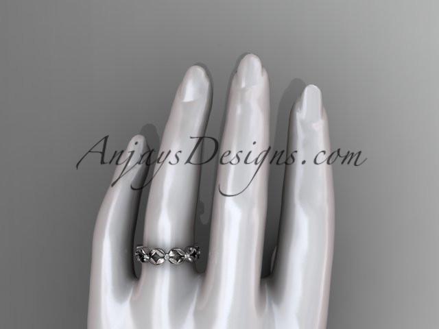platinum  diamond flower wedding ring,engagement ring,wedding band ADLR18 - AnjaysDesigns