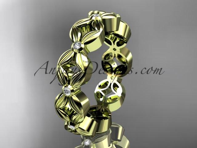 14kt yellow gold diamond flower wedding ring,engagement ring,wedding band ADLR18 - AnjaysDesigns