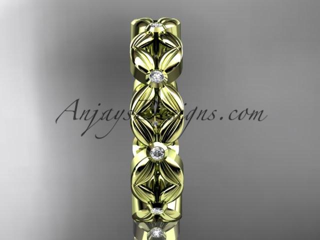 14kt yellow gold diamond flower wedding ring,engagement ring,wedding band ADLR18 - AnjaysDesigns