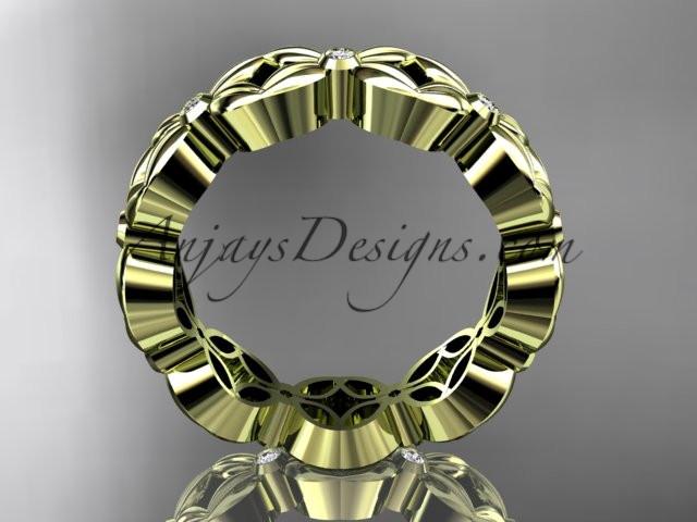 14kt yellow gold diamond flower wedding ring,engagement ring,wedding band ADLR18 - AnjaysDesigns