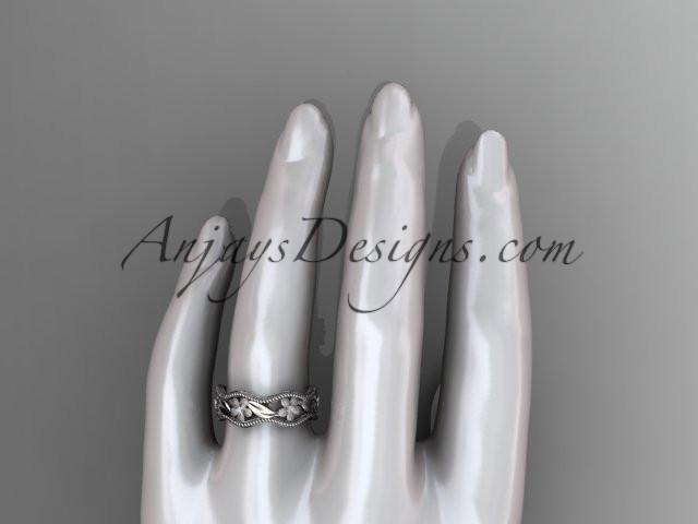 platinum diamond flower wedding ring, engagement ring, wedding band ADLR190 - AnjaysDesigns
