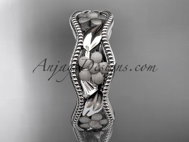 platinum flower wedding ring,engagement ring, wedding band. ADLR190G - AnjaysDesigns