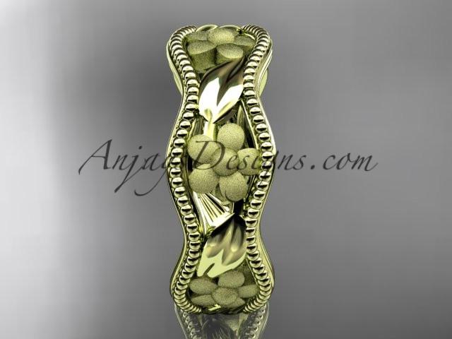 14k yellow gold flower wedding ring,engagement ring, wedding band. ADLR190G - AnjaysDesigns