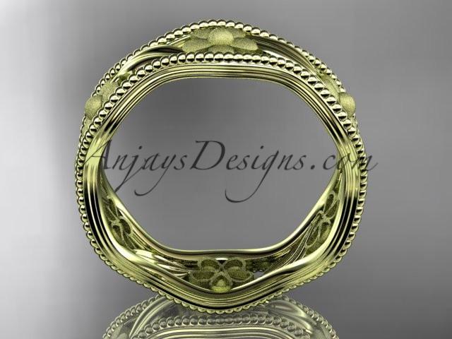 14k yellow gold flower wedding ring,engagement ring, wedding band. ADLR190G - AnjaysDesigns