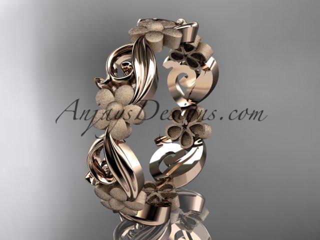14kt rose gold flower wedding ring, engagement ring, wedding band ADLR191G - AnjaysDesigns