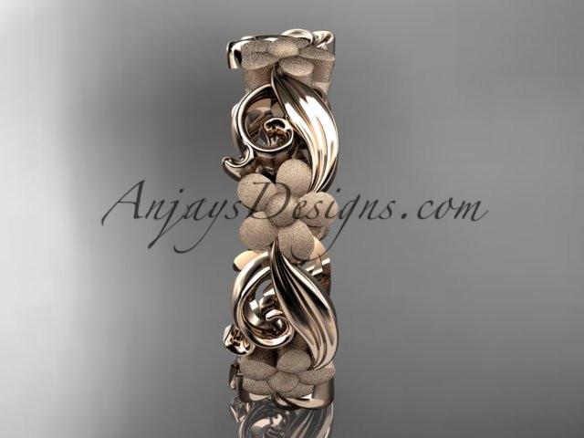 14kt rose gold flower wedding ring, engagement ring, wedding band ADLR191G - AnjaysDesigns