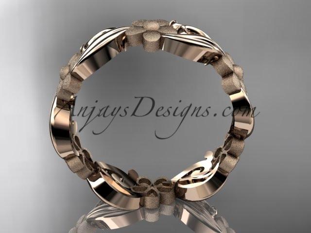 14kt rose gold flower wedding ring, engagement ring, wedding band ADLR191G - AnjaysDesigns