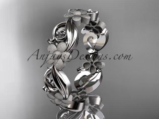 14kt white gold flower wedding ring, engagement ring, wedding band ADLR191G - AnjaysDesigns