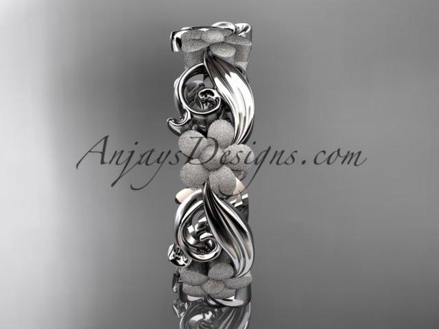 platinum flower wedding ring, engagement ring, wedding band ADLR191G - AnjaysDesigns