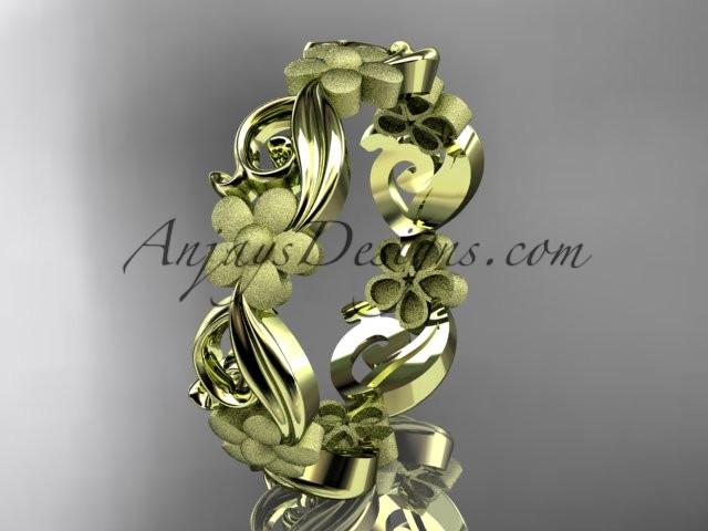 14kt yellow gold flower wedding ring, engagement ring, wedding band ADLR191G - AnjaysDesigns