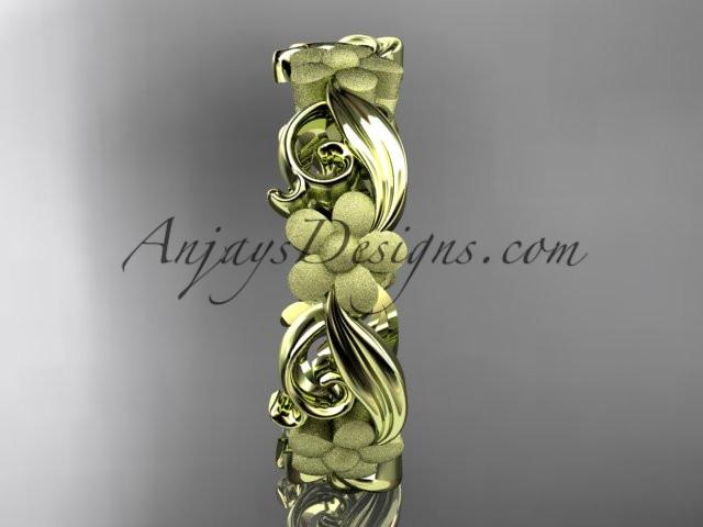 14kt yellow gold flower wedding ring, engagement ring, wedding band ADLR191G - AnjaysDesigns