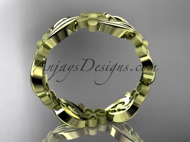 14kt yellow gold flower wedding ring, engagement ring, wedding band ADLR191G - AnjaysDesigns