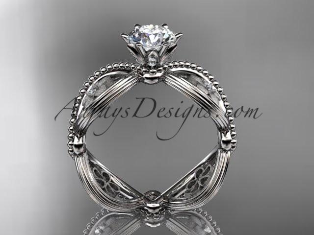 14kt white gold diamond floral wedding ring, engagement ring ADLR192 - AnjaysDesigns