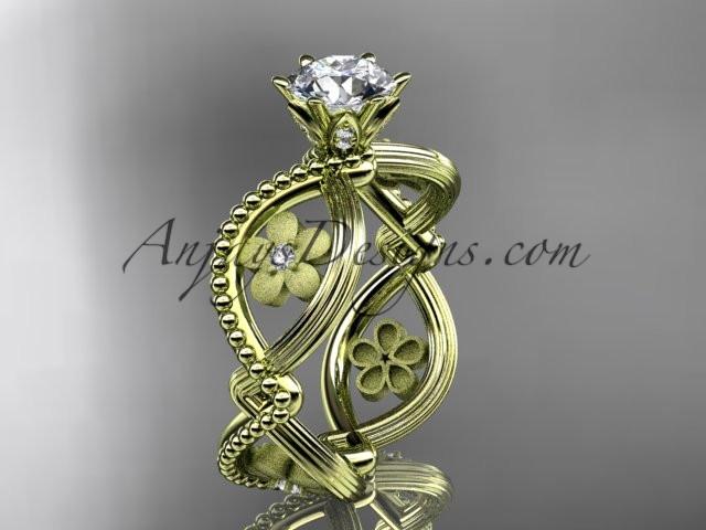 14kt yellow gold diamond floral wedding ring, engagement ring ADLR192 - AnjaysDesigns